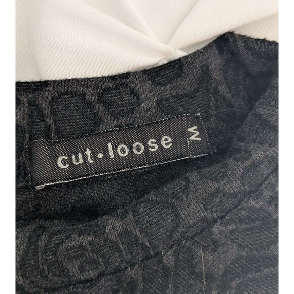 Cut Loose Dress M Black Gray Textured Thick Knit 3/4 Sleeve Button Detail Roses - Picture 3 of 13